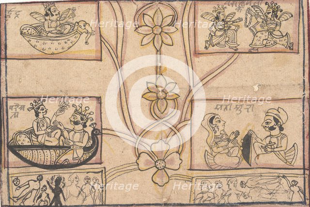 Horoscope with Floral Drawings, 1850. Creator: Unknown.