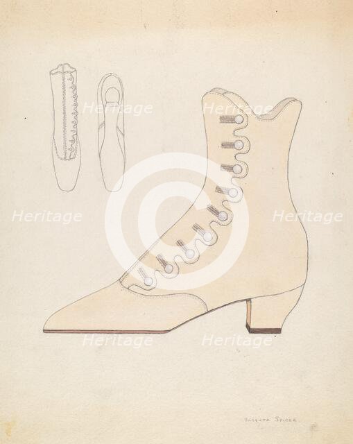 Woman's Shoe, c. 1936. Creator: Roberta Spicer.