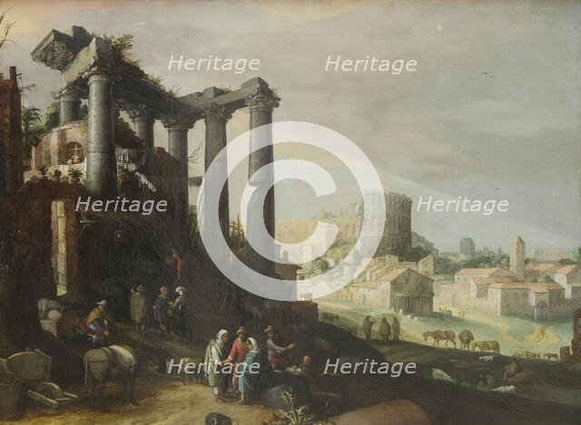 Landscape with a View of Campo Vaccino in Rome, 1609. Creator: Willem van Nieulandt.