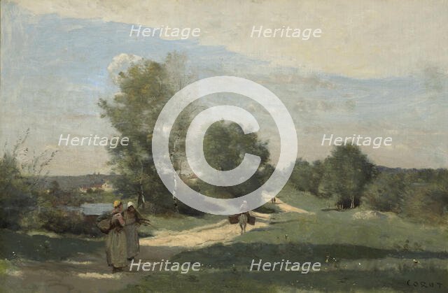 Road By The Water, c1865-70. Creator: Jean-Baptiste-Camille Corot.