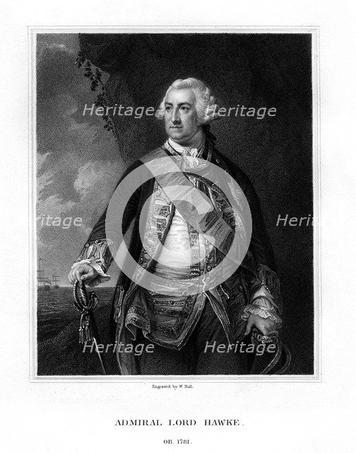 Edward Hawke, 1st Baron Hawke, British admiral, (1833).Artist: W Holl
