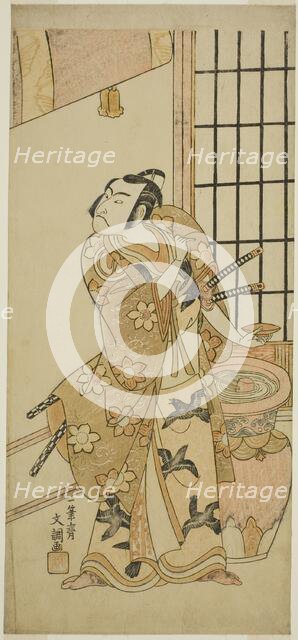 The Actor Sawamura Sojuro II as Kudo Suketsune (?) in the Play Edo no Hana Wakayagi..., c. 1769. Creator: Ippitsusai Buncho.