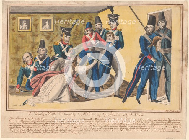 Heroism of the Polish mothers during convoying their children to Russia, 1832. Artist: Anonymous  