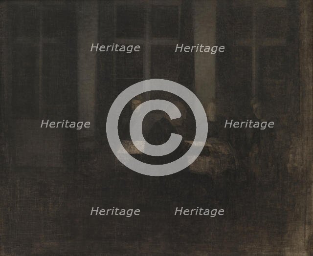 Evening in the living room, 1904. Creator: Hammershøi, Vilhelm (1864-1916).