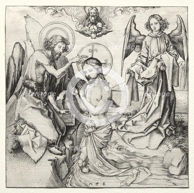 The Baptism of Christ in the Jordan, c. 1480-90. Creator: Martin Schongauer (German, c.1450-1491).