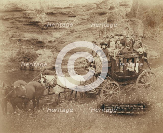 Tallyho Coaching Sioux City party Coaching at the Great Hot Springs of Dakota, 1889. Creator: John C. H. Grabill.