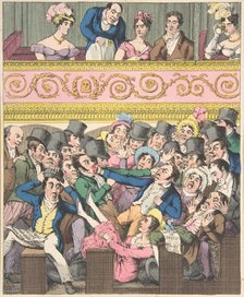Theatrical Pleasures, Plate 2: Contending for a Seat, ca. 1835. Creator: Theodore Lane.