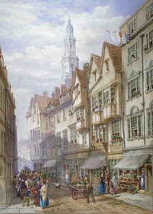 Old houses in Wych Street, Westminster, London, 1873. Artist: William Richardson