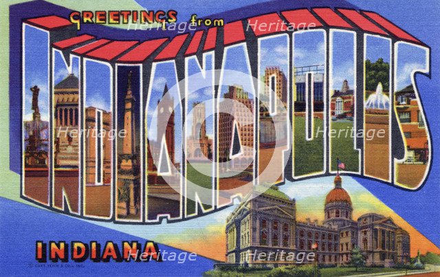 'Greetings from Indianapolis, Indiana', postcard, 1948. Artist: Unknown