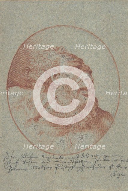 Head of a Bearded Man Looking Right, 1692. Creator: Mathias Fussli.