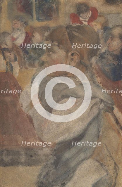 Sitting girl behind school desk, 1874-1945. Creator: Carel Adolph Lion Cachet.