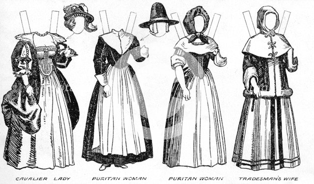'The Gallery of Historic Costume: Some Dresses of Cavaliers and Roundheads', c1934. Artist: Unknown.