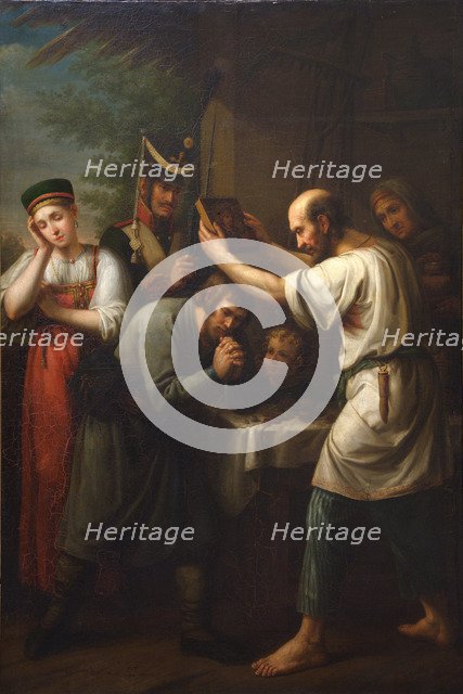 The Blessing of the Home Guardsman in 1812, 1812. Artist: Luchaninov, Ivan Vasilyevich (1781-1824)