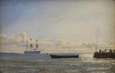 A Ship of the Line at Anchor, 1847. Creator: Emanuel Larsen.