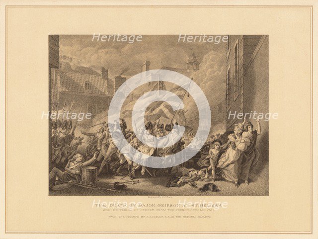 'The Death of Major Peirson at St. Heliers', 1781 (1878). Artist: JJ Crew.