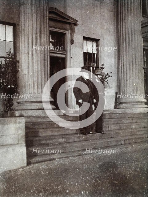 Arthur Schuster, with 1st  Baron Blythswood, on the steps of Blythswood House in Renfrewshire, c1901 Creator: Unknown.