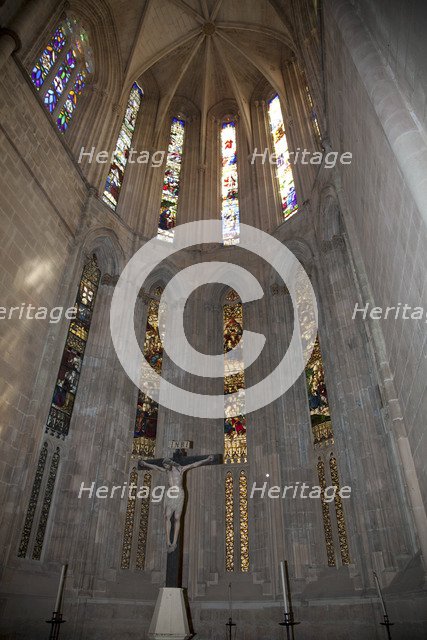 Stained glass windows, church chancel, Monastery of Batalha, Batalha, Portugal, 2009. Artist: Samuel Magal