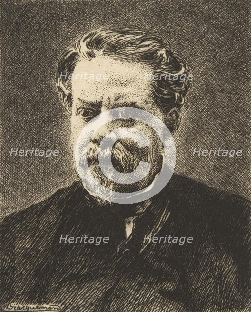 Portrait of Benjamin Fillon, 1876. Creator: Felix Bracquemond.