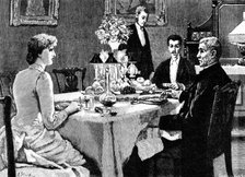 The dinner passed off without a hitch; the topic of conversation was chiefly Cambridge..., 1883. Creator: R. Taylor.