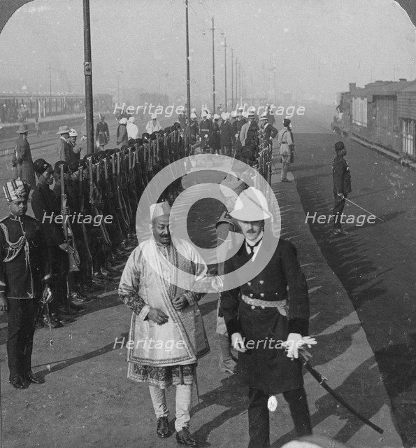 State arrival of the Maharaja of Benares at Delhi, India, 1912. Artist: HD Girdwood