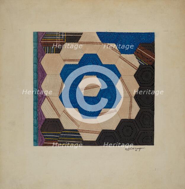 Silk Quilt (Hexagonal Pattern), 1940. Creator: Ralph N. Morgan.