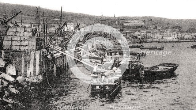 Boats on the river Malecon, Valparaiso, Chile, c1900s. Artist: Unknown