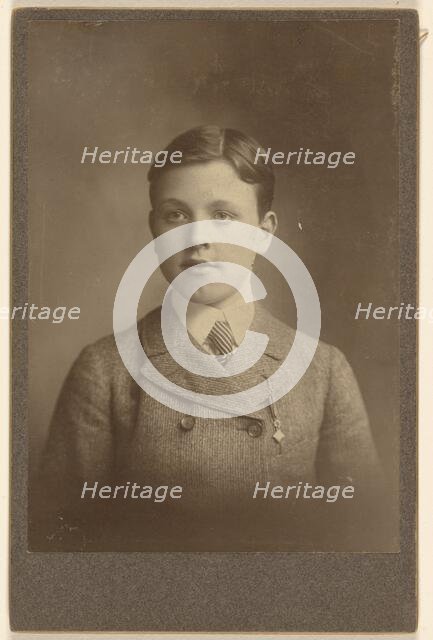 Portrait of a well-dressed young boy, about 1880. Creator: Unknown.
