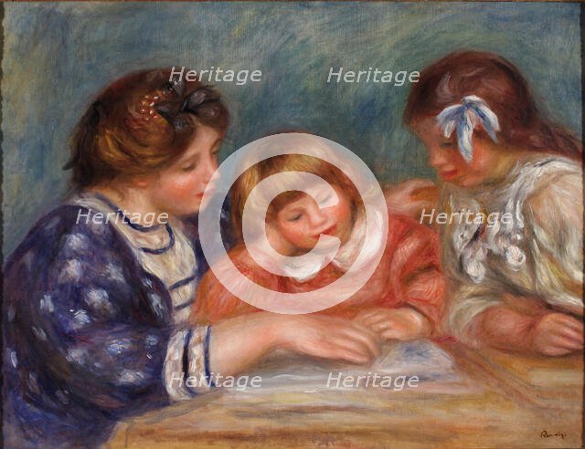 La Leçon (Bielle, l'institutrice et Claude Renoir lisant), c. 1906. Creator: Renoir, Pierre Auguste (1841-1919).