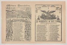 Broadsheet with a song about a military reserve, military personnel in formation,..., ca. 1890-1910. Creator: José Guadalupe Posada.