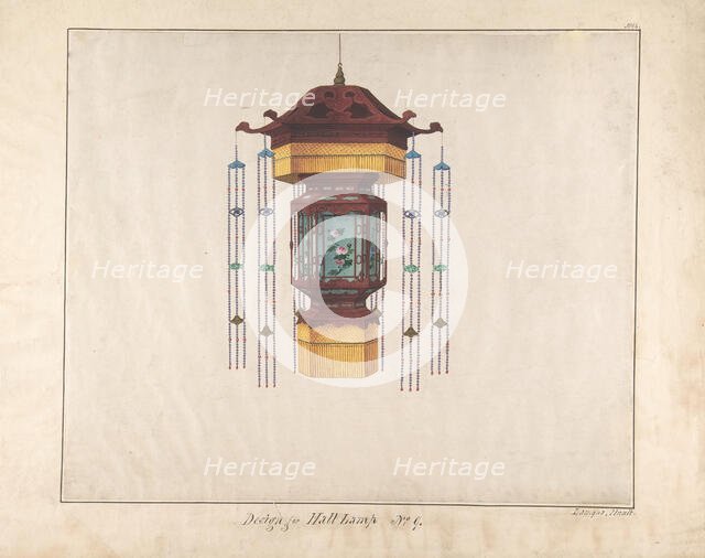 Design for Hall Lamp No.9, ca. 1845. Creator: Lamqua.