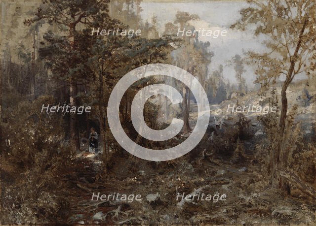 Forest Landscape near Näsijärvi; Unfinished, 1859-1860. Creator: Werner Holmberg.