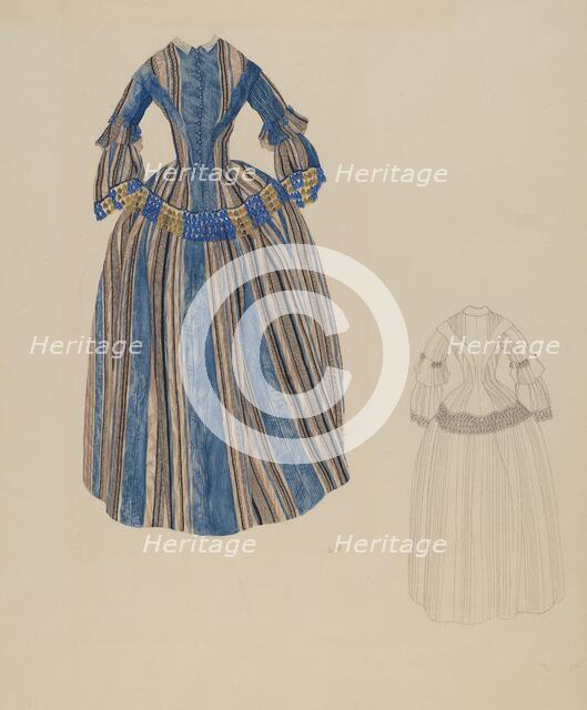Blue & Grey Striped Dress, c. 1937. Creator: Joseph L. Boyd.