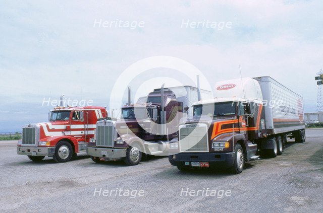 American Trucks at Truckstop in USA. Artist: Unknown.