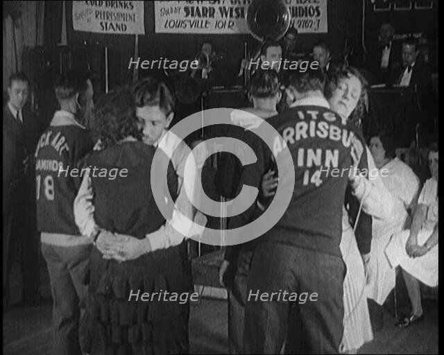 Couples Dancing Whilst Half Asleep in a Marathon Dance Contest, 1926. Creator: British Pathe Ltd.