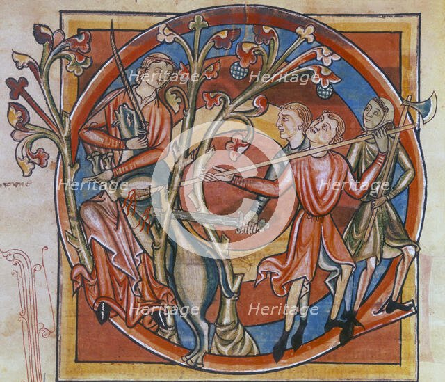 Unicorn enticed by a virgin, 1230-1240.  Creator: Unknown.