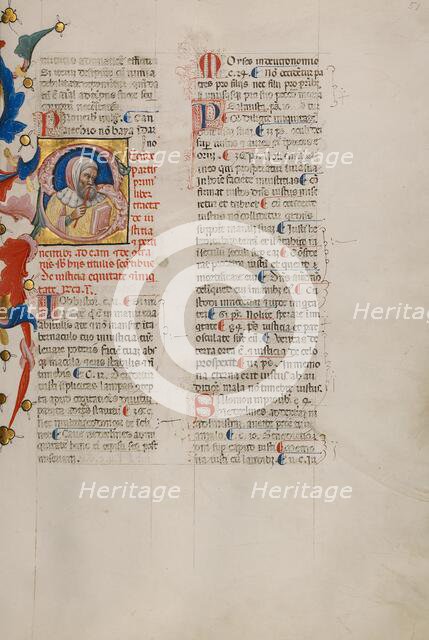 Initial S: Bust Portrait of a Bearded Man in an Ermine Collar, early 15th century. Creator: Cristoforo Cortese.