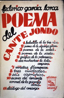 Cover of 'Poema del cante jondo' (Poem of cante jondo), by Garcia Lorca, 1st edition published by…
