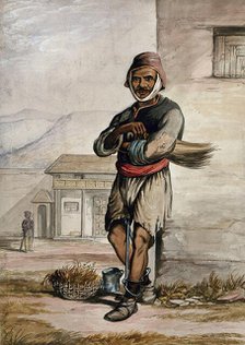 A man of Simla, standing in a prison with manacles around his ankles, 1866. Creator: R Clint.