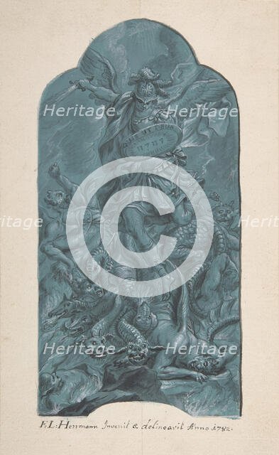 The Archangel Michael Banishing Vice, 1782. Creator: Franz Ludwig Hermann.