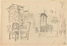 Two Studies of an Interior with Furniture. Creator: Felix Hilaire Buhot.