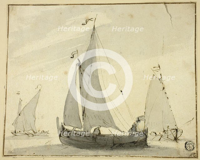 Three Sailboats, n.d. Creator: Willem van de Velde the Younger.
