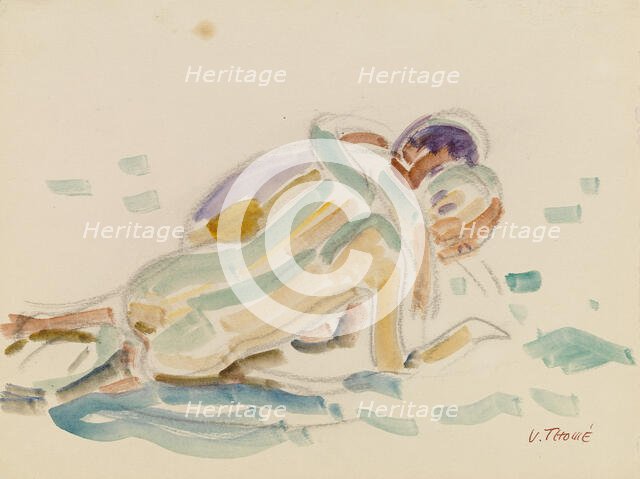 Two boys playing, 1910. Creator: Verner Thome.