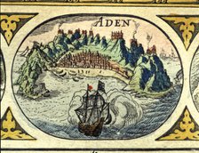Aden, colored engraving from the book 'Le Theatre du monde' or 'Nouvel Atlas', 1645, created, pri…