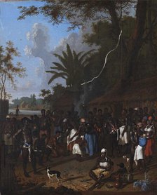 Ritual slave feast on a sugar plantation in Suriname, c1707. Creator: Valkenburg, Dirk (1675-1721).