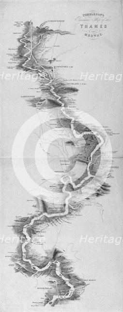 Panoramic map of the River Thames, 1850. Artist: Anon