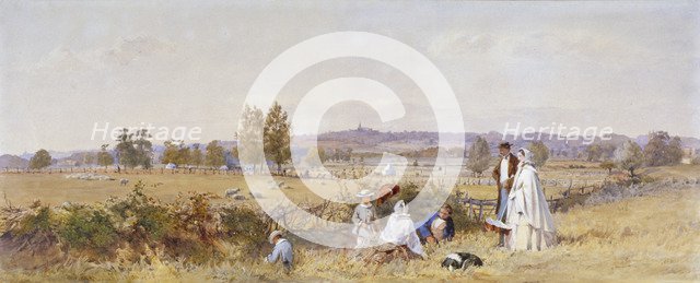 Fields at the back of Holloway Prison, Islington, London, 1859. Artist: John Absolon