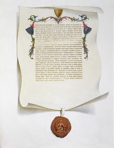 Facsimile edition of the Magna Carta, English charter, 1215 (1816). Artist: Unknown
