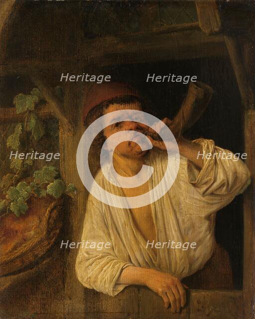 A Baker Sounding his Horn, c.1648. Creator: Adriaen van Ostade.