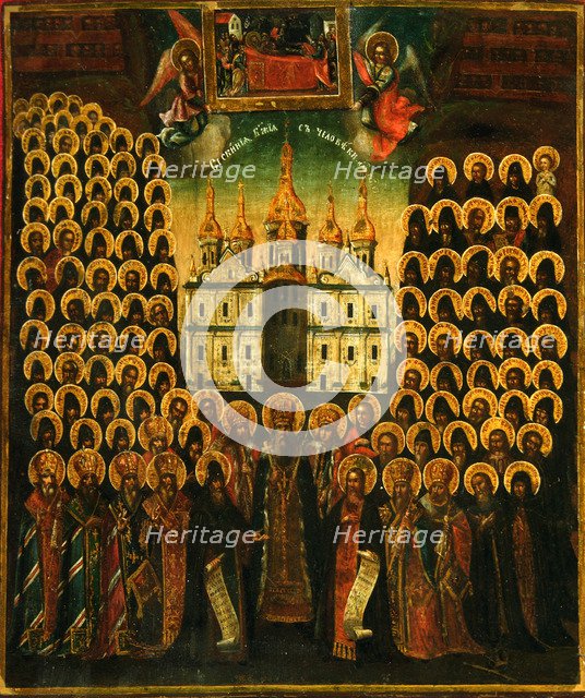 The Synaxis of the Saints of the Kiev Caves, Second Half of the 18th cen.. Artist: Russian icon  