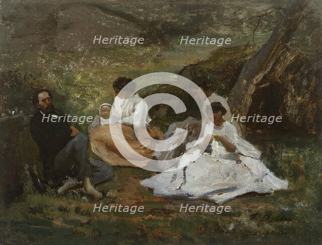 Réunion de famille à Bourron-Marlotte (Théodore de Banville dans la forêt de Fontainebleau), 1857. Creator: Jules Breton.